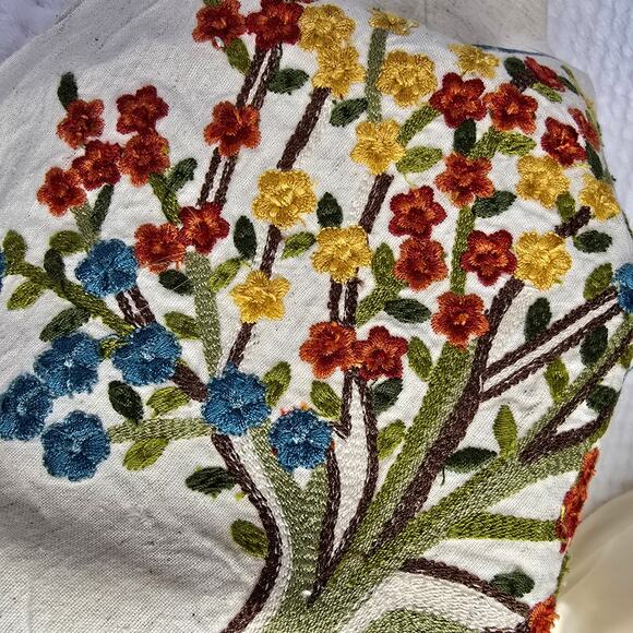 Pier 1 Imports Flower Tree Table Runner Embroidered Vintage 12"x72" - Picture 3 of 7